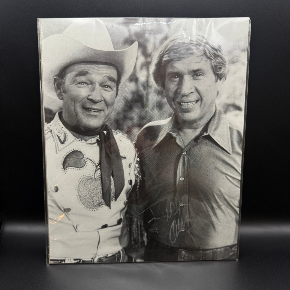 SIGNED Roy Rogers & Buck Owens Vintage 8x10 B&W Photo Country Music Icons